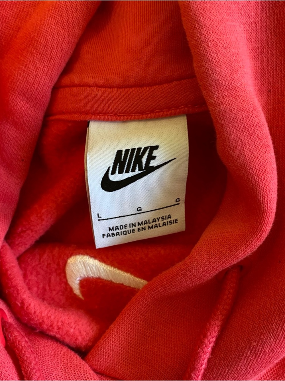 Nike Bright Coral Hoodie with Small White Swoosh - Picture 3 of 7